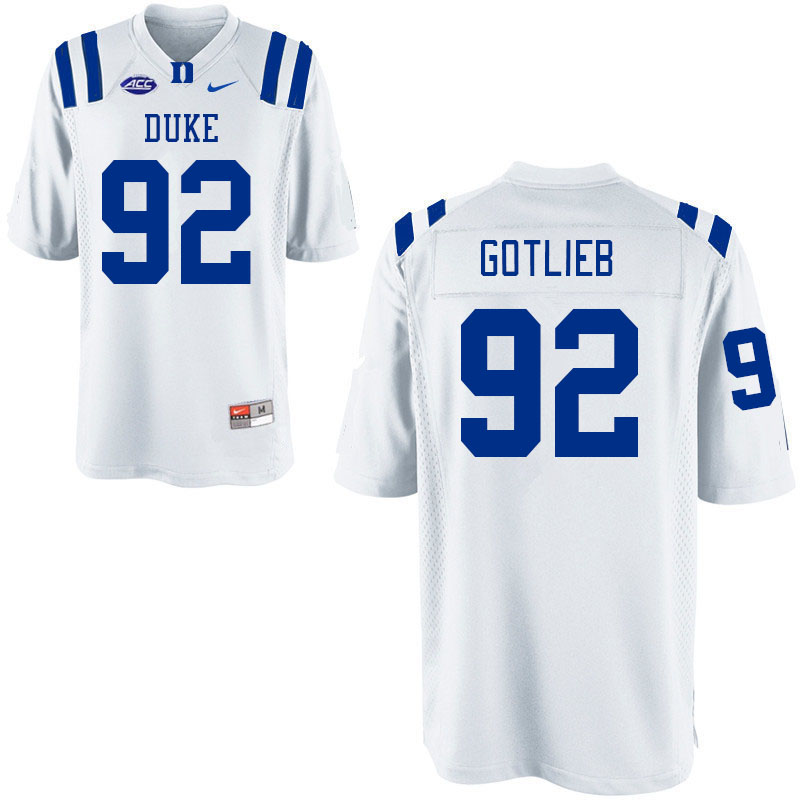 Men #92 Graham Gotlieb Duke Blue Devils College Football Jerseys Stitched-White